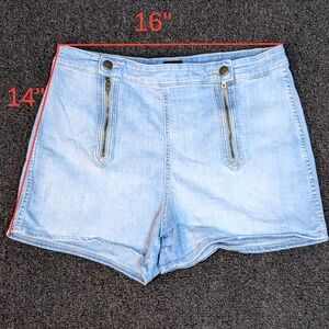 Vtg‎ Lee Double Zipper Denim Short Cropped Shorts Y2K Sz 16